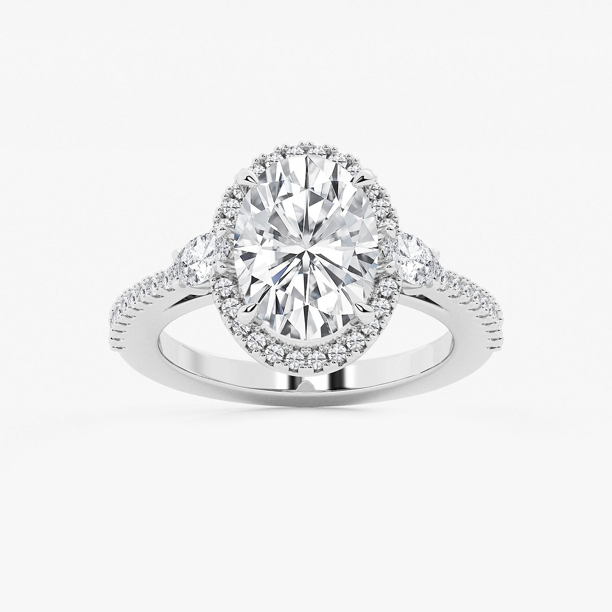 4 7/8 ctw Oval Lab Grown Diamond Halo Engagement Ring