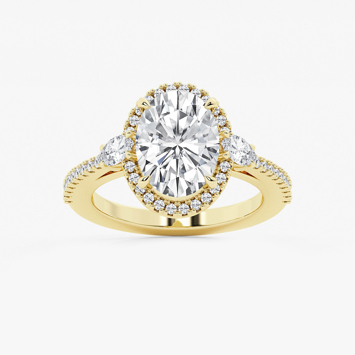 3 3/4 ctw Oval Lab Grown Diamond Halo Engagement Ring