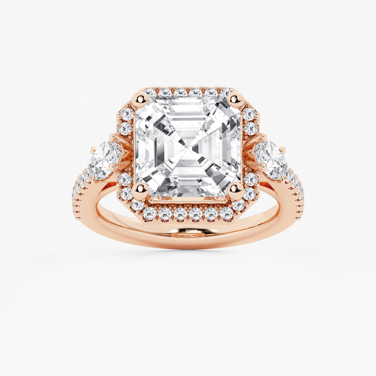 7 ctw Asscher Lab Grown Diamond Halo Engagement Ring