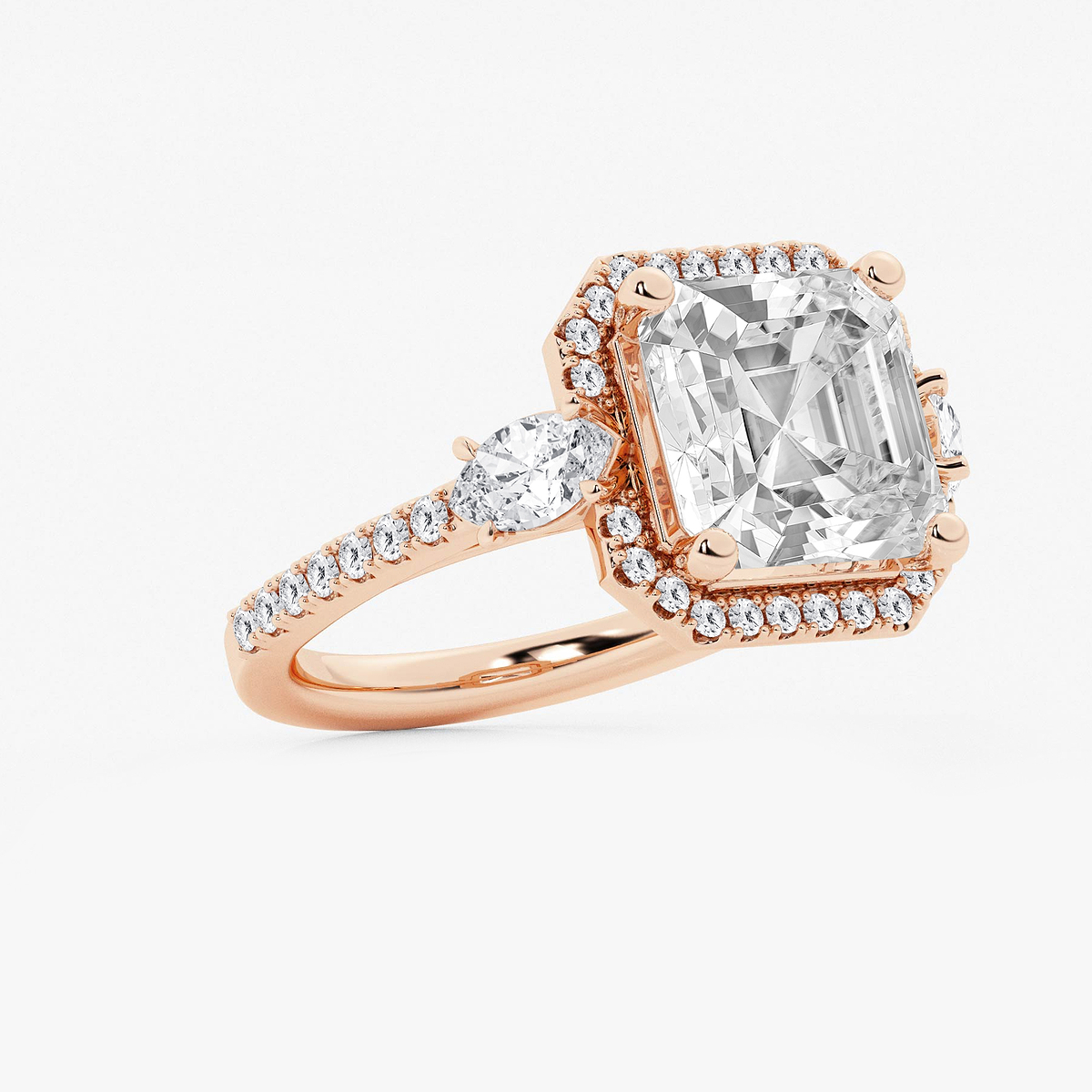 Additional Image 1 for  7 ctw Asscher Lab Grown Diamond Halo Engagement Ring