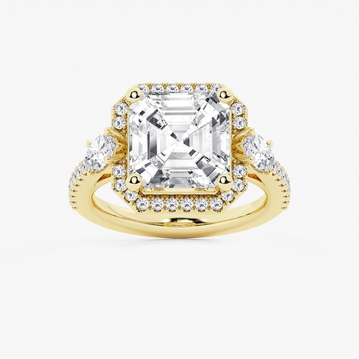7 ctw Asscher Lab Grown Diamond Halo Engagement Ring