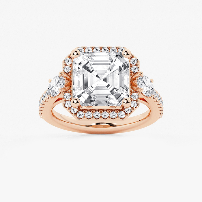 Sunlight - 7 ctw Asscher Lab Grown Diamond Halo Engagement Ring