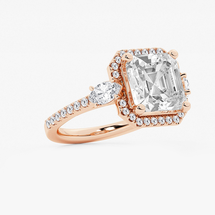 Sunlight - 7 ctw Asscher Lab Grown Diamond Halo Engagement Ring