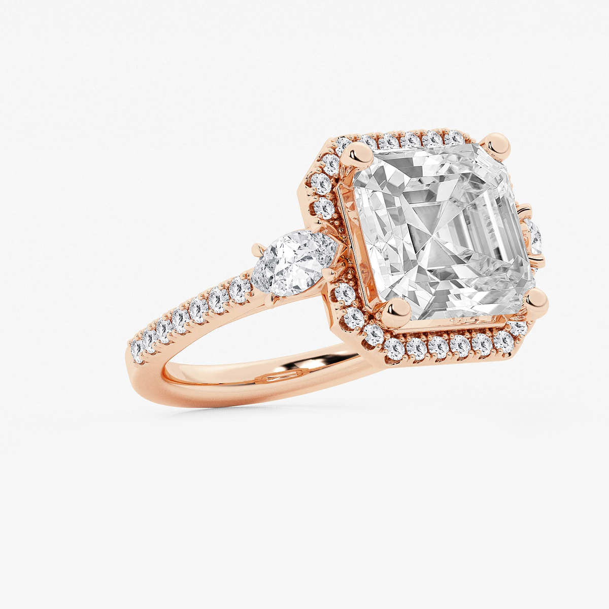 Additional Image 1 for  8 ctw Asscher Lab Grown Diamond Halo Engagement Ring