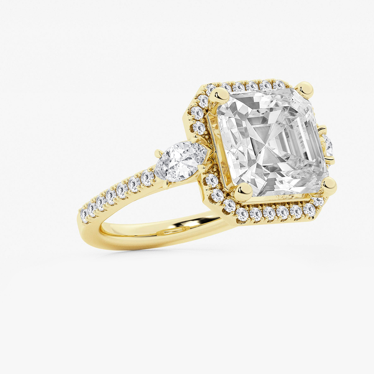 Additional Image 1 for  8 ctw Asscher Lab Grown Diamond Halo Engagement Ring