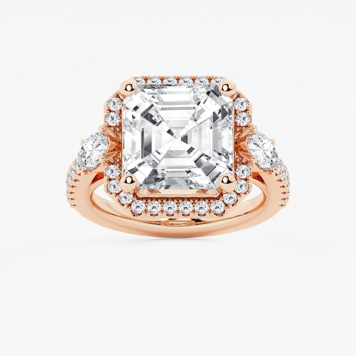 9 ctw Asscher Lab Grown Diamond Halo Engagement Ring