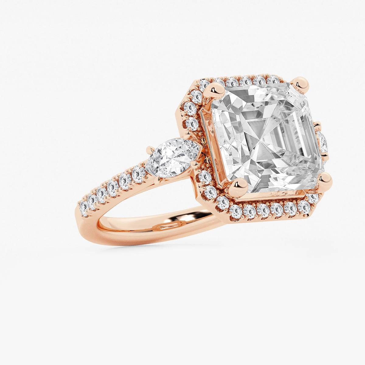 Additional Image 1 for  9 ctw Asscher Lab Grown Diamond Halo Engagement Ring