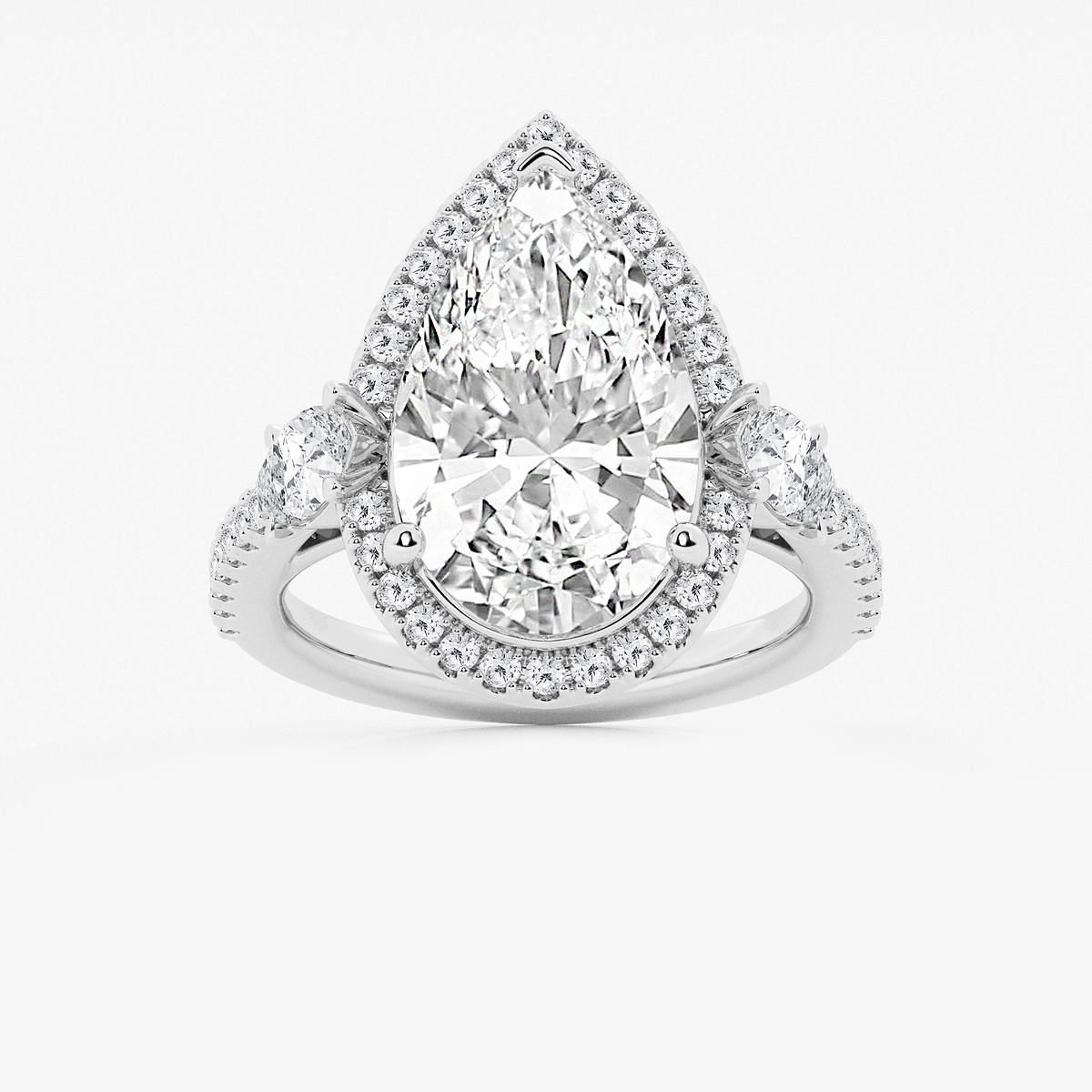 7 ctw Pear Lab Grown Diamond Halo Engagement Ring