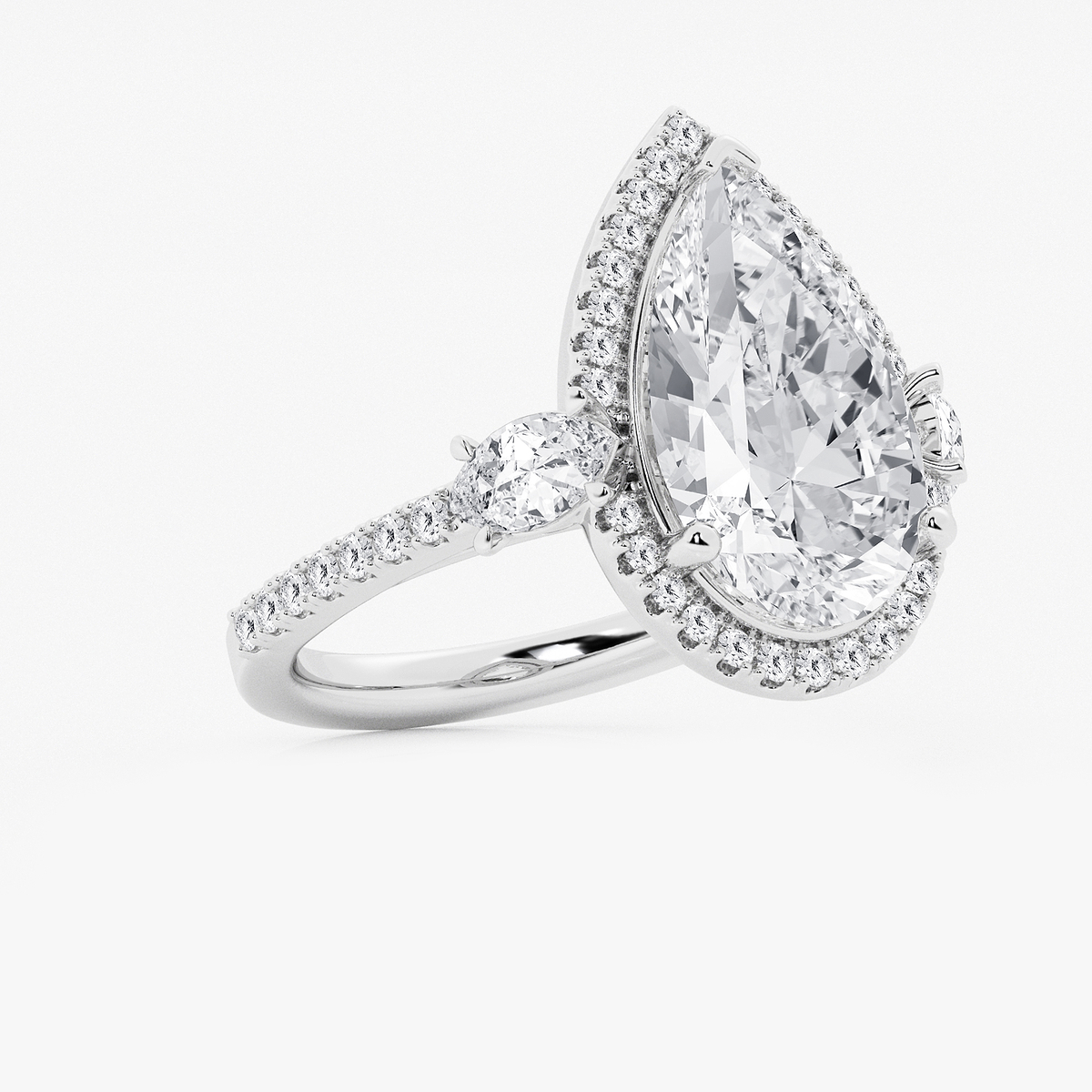 Additional Image 1 for  7 ctw Pear Lab Grown Diamond Halo Engagement Ring