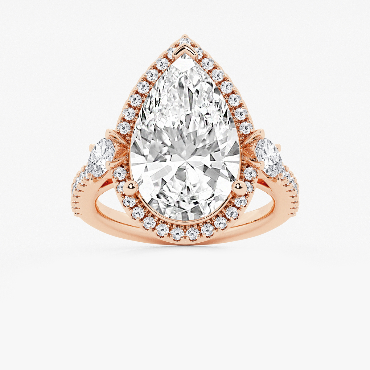 8 ctw Pear Lab Grown Diamond Halo Engagement Ring