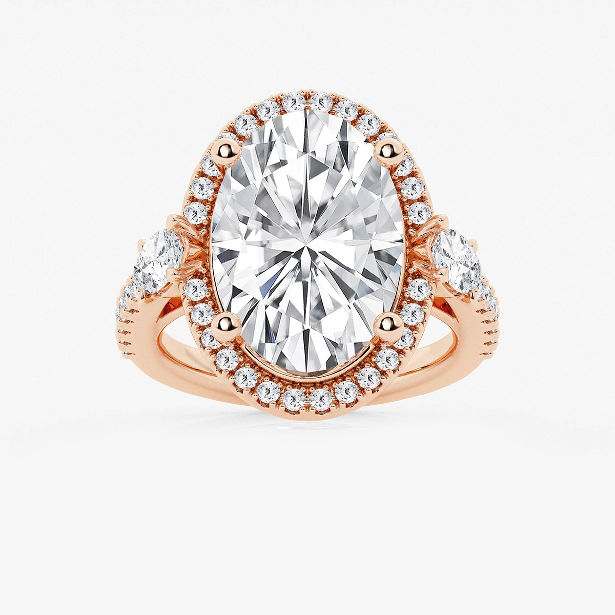9 ctw Oval Lab Grown Diamond Halo Engagement Ring