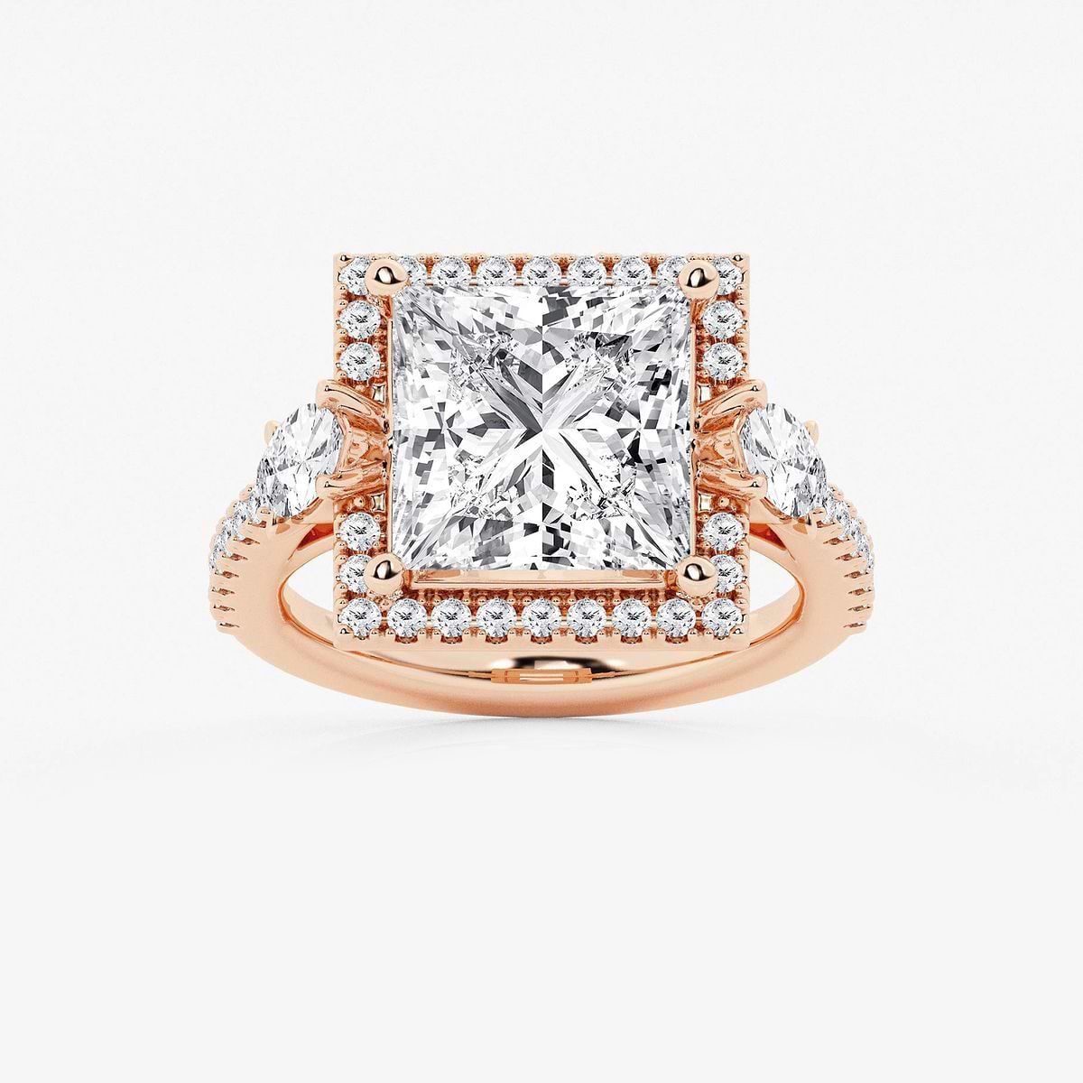 7 ctw Princess Lab Grown Diamond Halo Engagement Ring