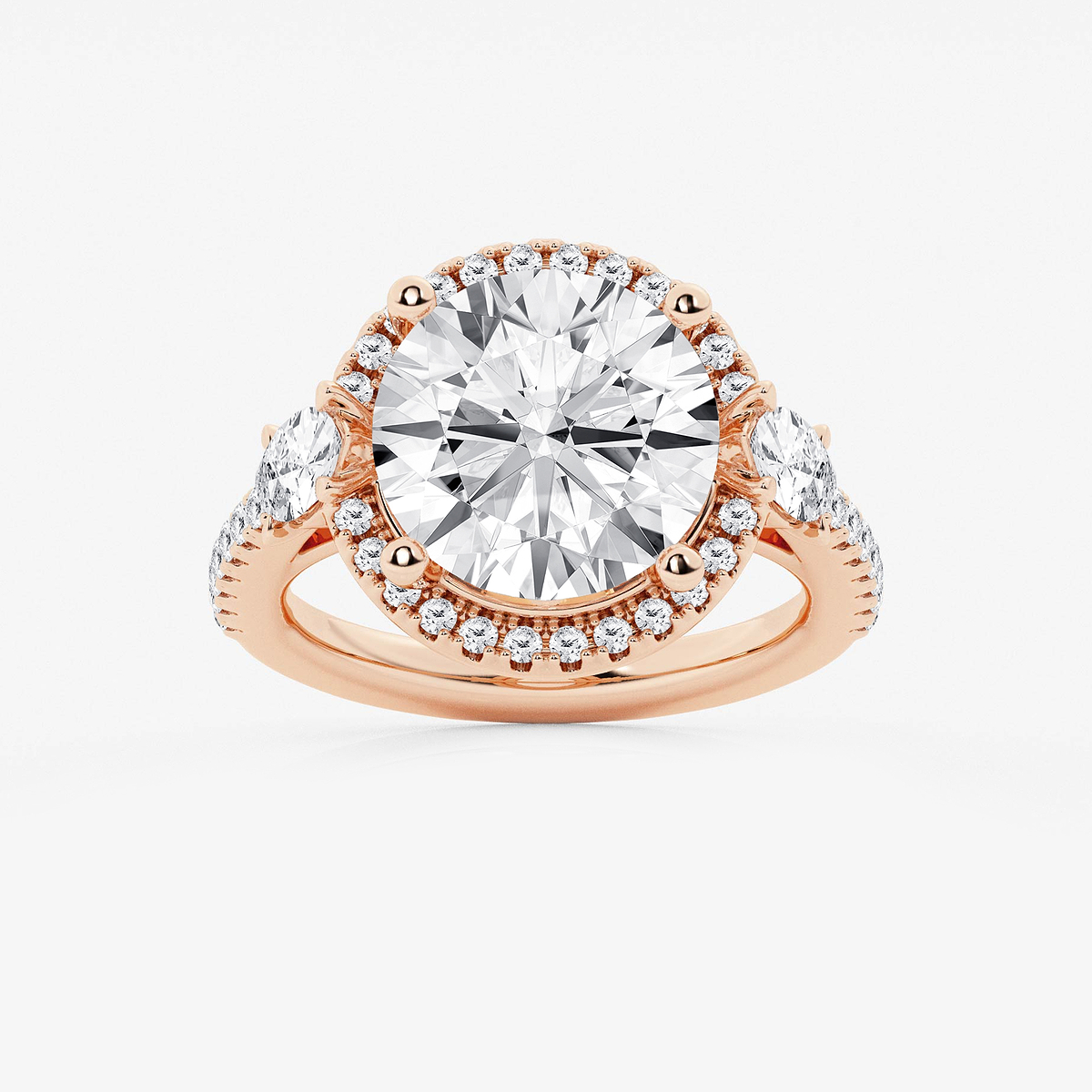 7 ctw Round Lab Grown Diamond Halo Engagement Ring