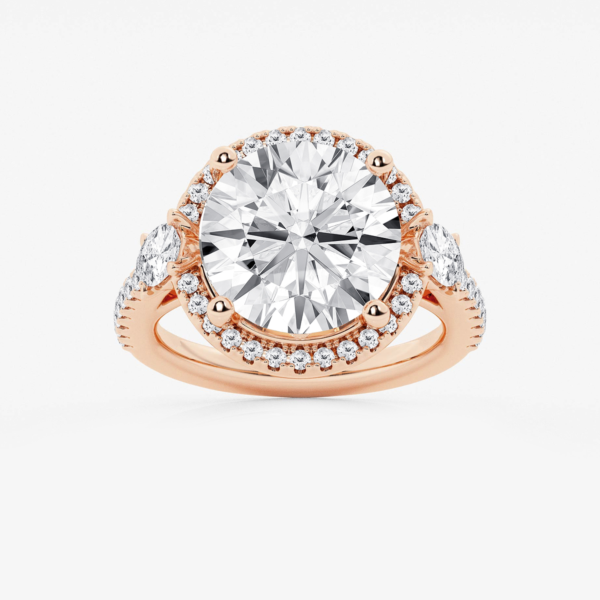 8 ctw Round Lab Grown Diamond Halo Engagement Ring