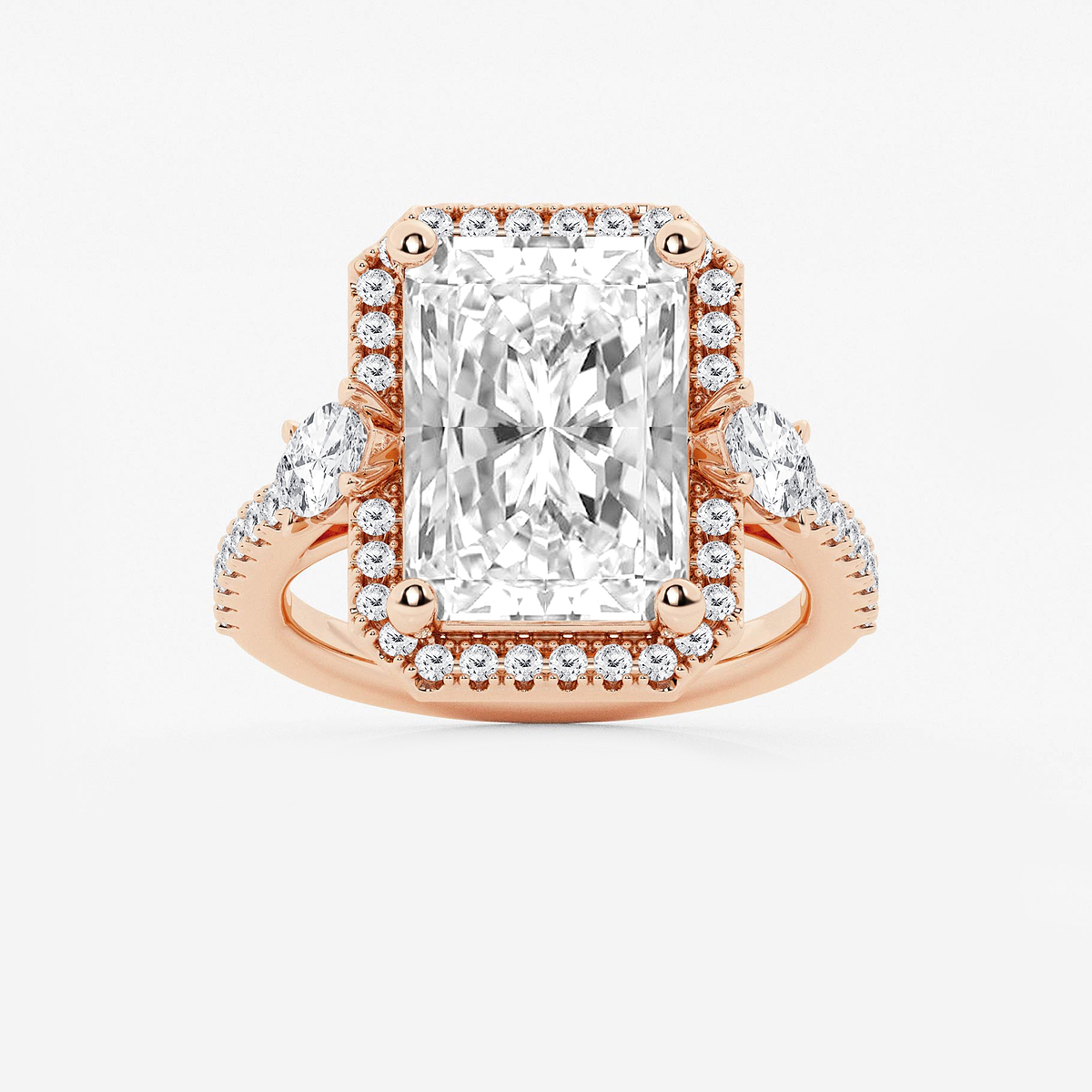 8 ctw Radiant Lab Grown Diamond Halo Engagement Ring