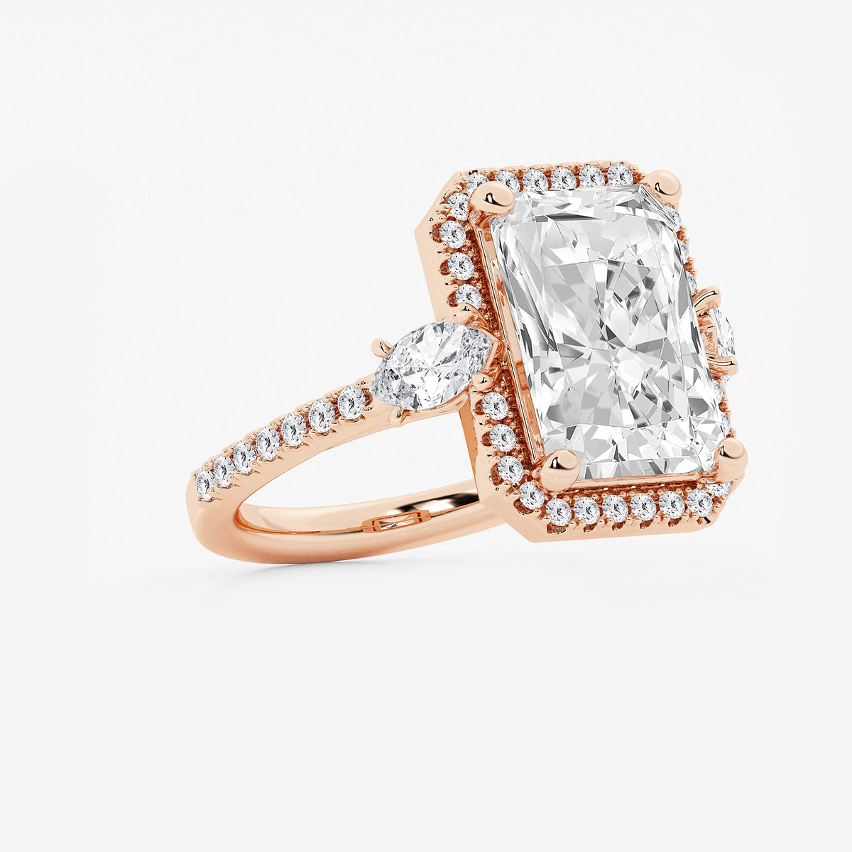 Additional Image 1 for  8 ctw Radiant Lab Grown Diamond Halo Engagement Ring