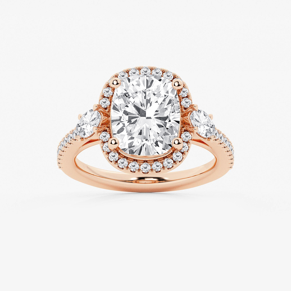 4 7/8 ctw Elongated Cushion Lab Grown Diamond Halo Engagement Ring
