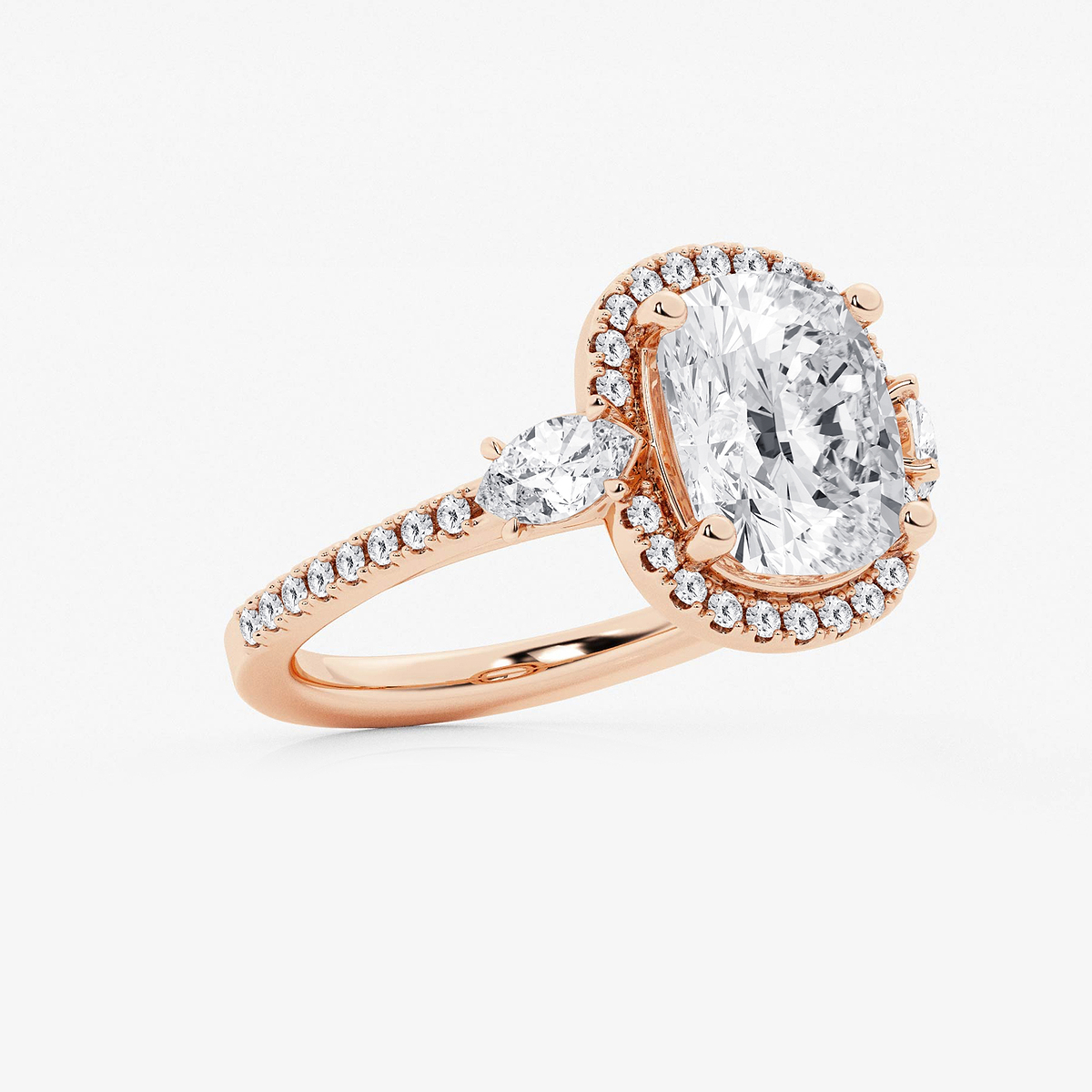 Additional Image 1 for  4 7/8 ctw Elongated Cushion Lab Grown Diamond Halo Engagement Ring