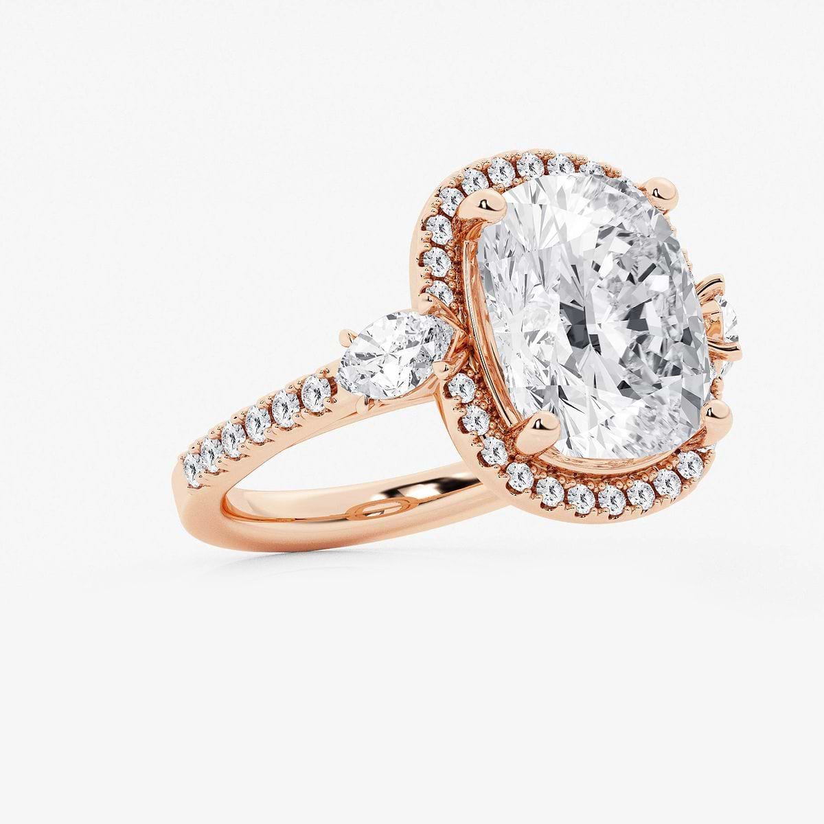 Additional Image 1 for  Badgley Mischka Colorless 9 ctw Elongated Cushion Lab Grown Diamond Halo Engagement Ring