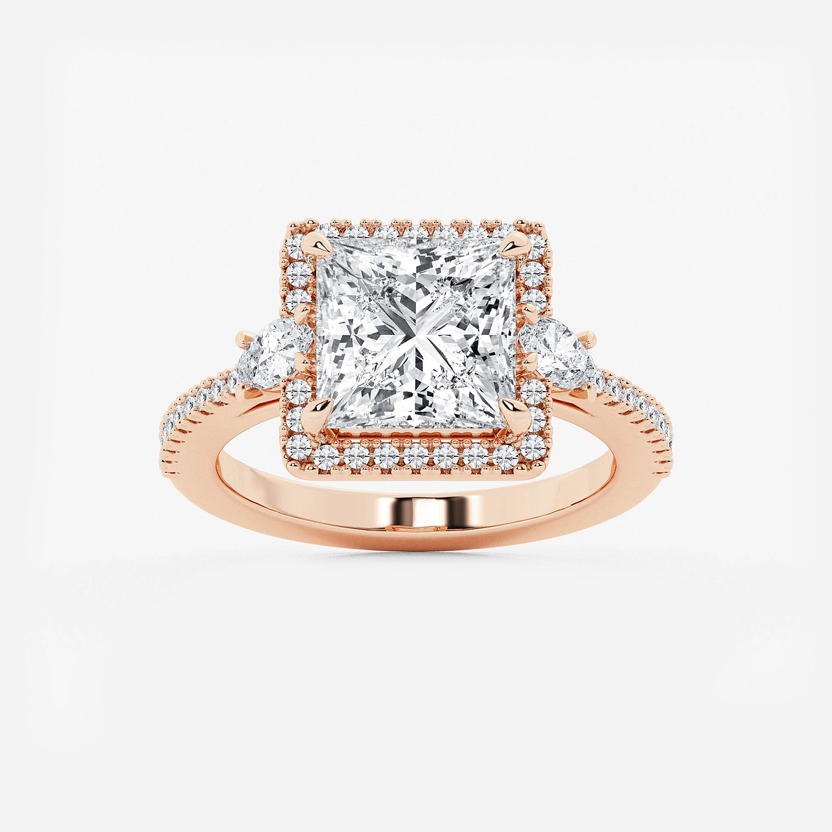 4 7/8 ctw Princess Lab Grown Diamond Halo Engagement Ring