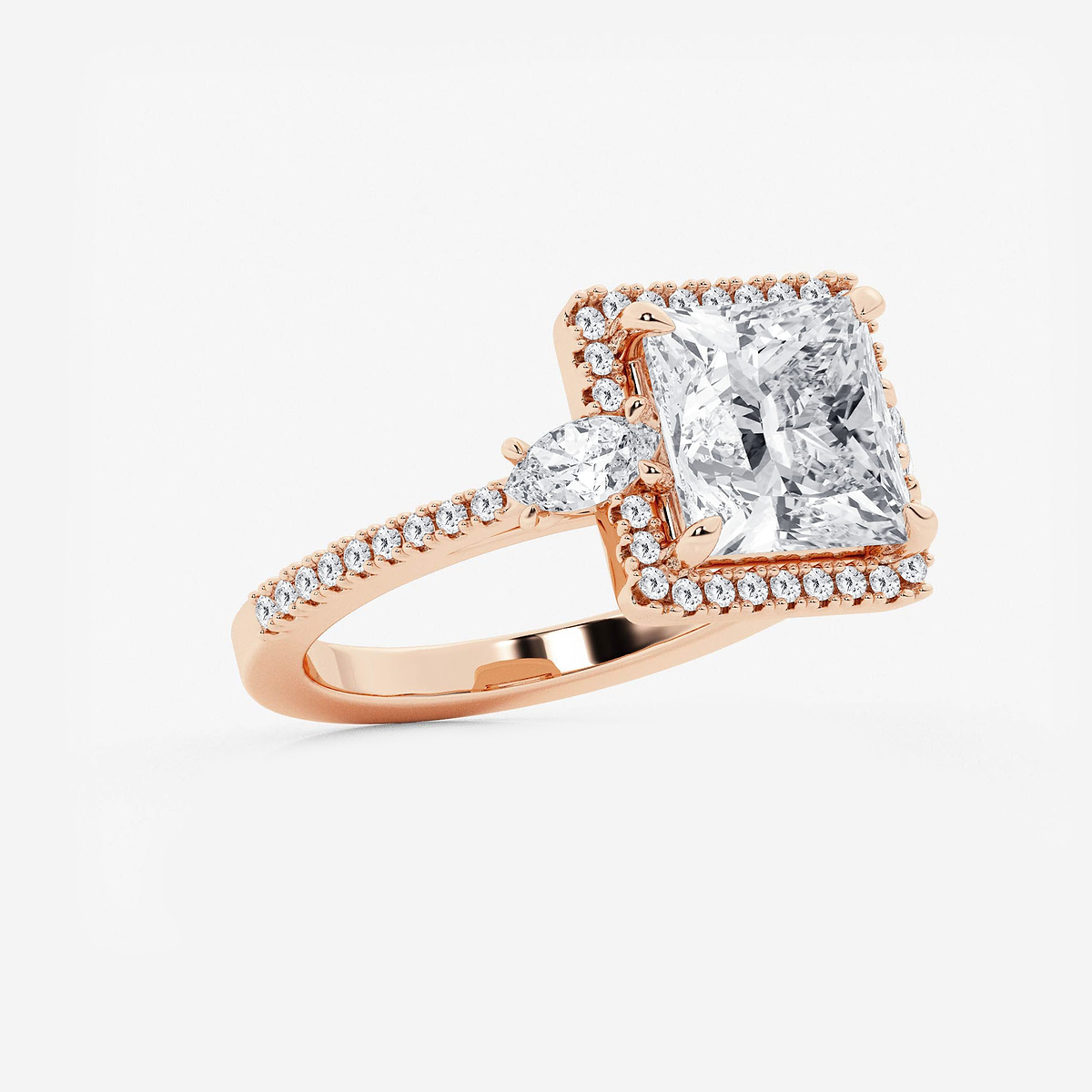 Additional Image 1 for  4 7/8 ctw Princess Lab Grown Diamond Halo Engagement Ring