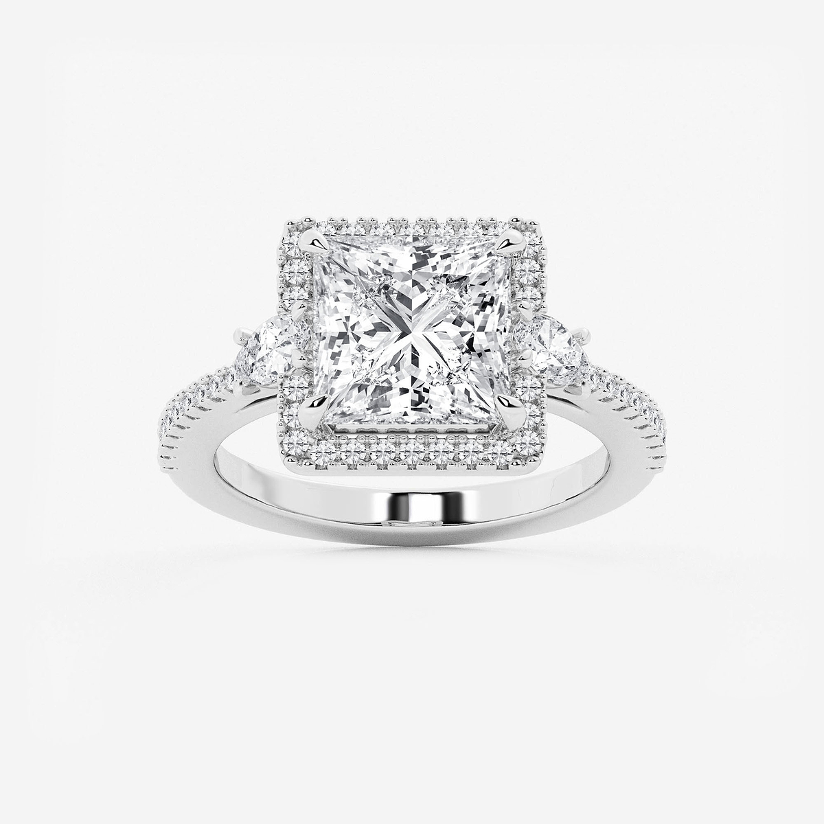 3 3/4 ctw Princess Lab Grown Diamond Halo Engagement Ring