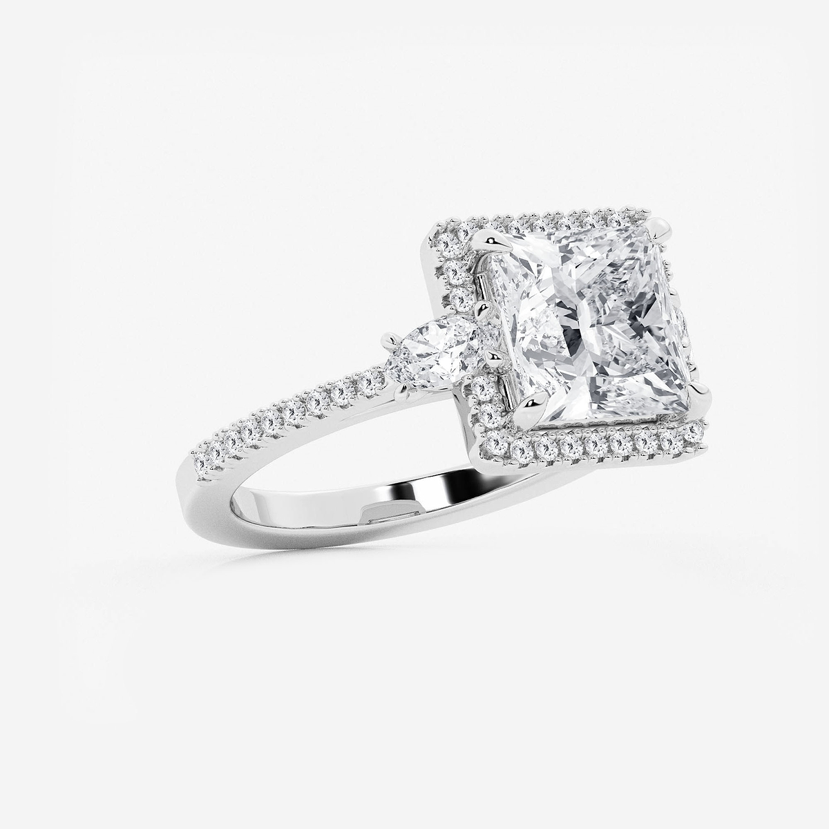 Additional Image 1 for  3 3/4 ctw Princess Lab Grown Diamond Halo Engagement Ring