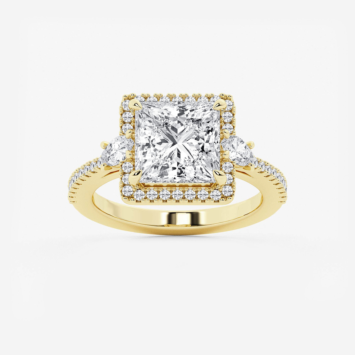 4 7/8 ctw Princess Lab Grown Diamond Halo Engagement Ring