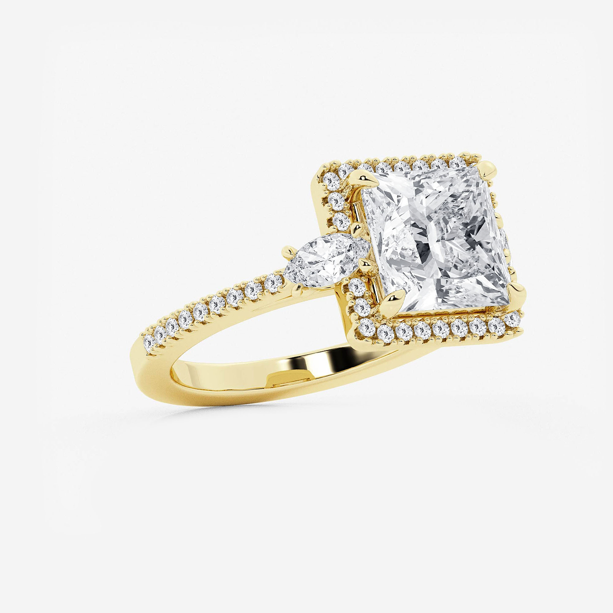 Additional Image 1 for  4 7/8 ctw Princess Lab Grown Diamond Halo Engagement Ring
