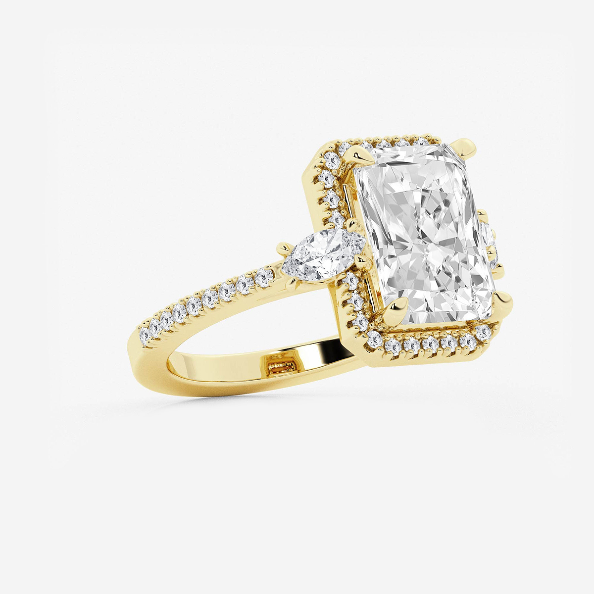 Additional Image 1 for  3 3/4 ctw Radiant Lab Grown Diamond Halo Engagement Ring