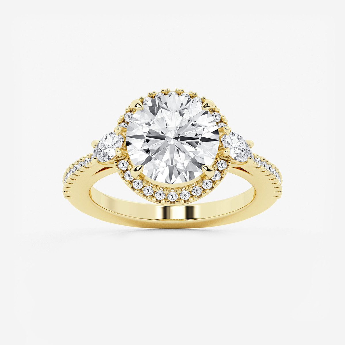 3 3/4 ctw Round Lab Grown Diamond Halo Engagement Ring
