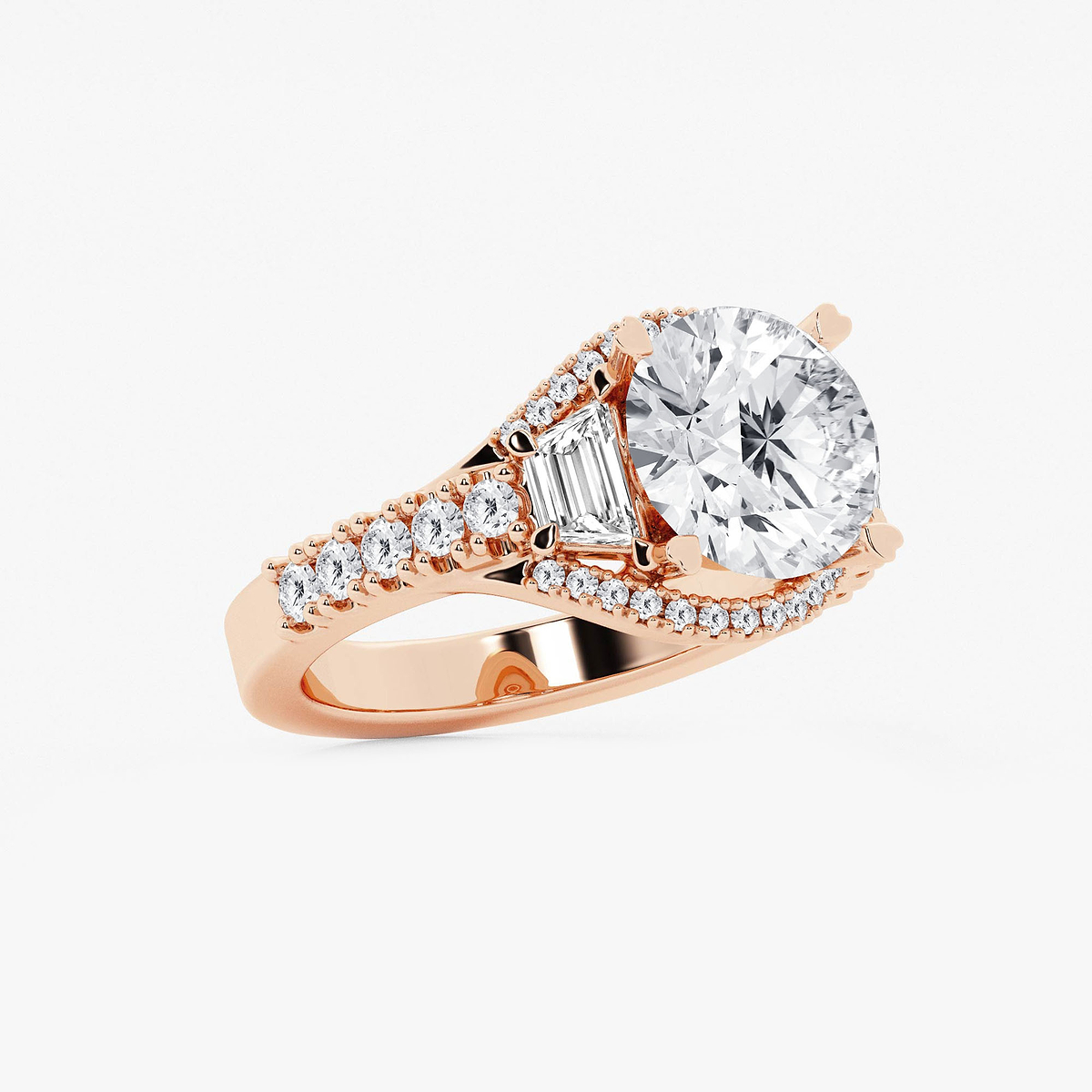 Additional Image 1 for  5 ctw Round Lab Grown Diamond Side Stone Engagement Ring