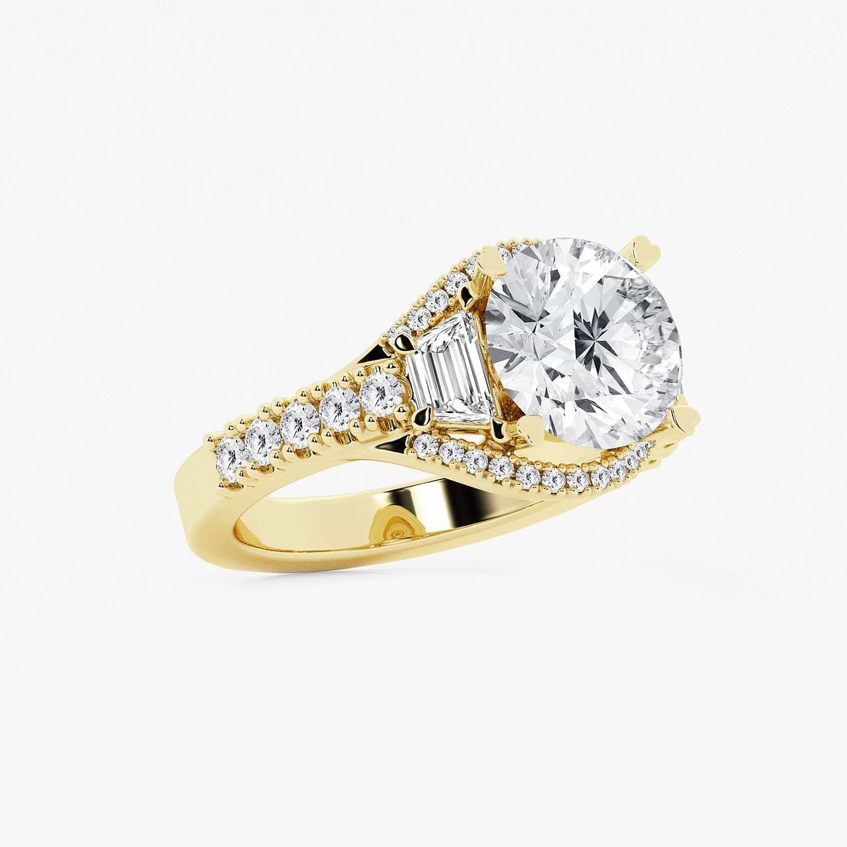 Additional Image 1 for  5 ctw Round Lab Grown Diamond Side Stone Engagement Ring