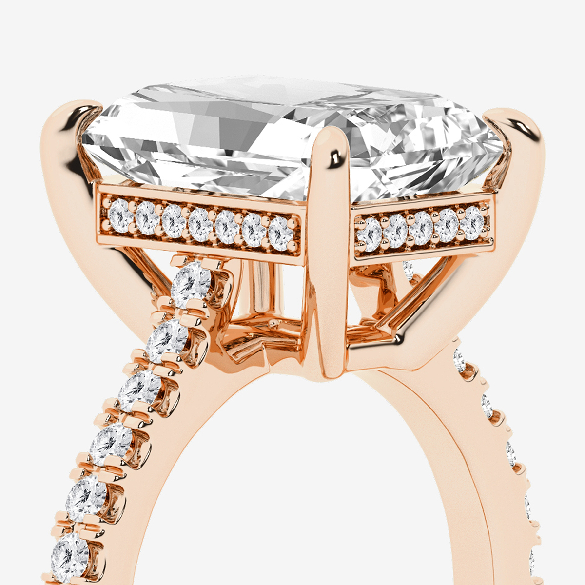 Additional Image 2 for  4 1/3 ctw Radiant Lab Grown Diamond Hidden Halo Engagement Ring