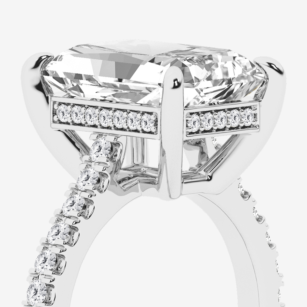 Additional Image 2 for  4 1/3 ctw Radiant Lab Grown Diamond Hidden Halo Engagement Ring