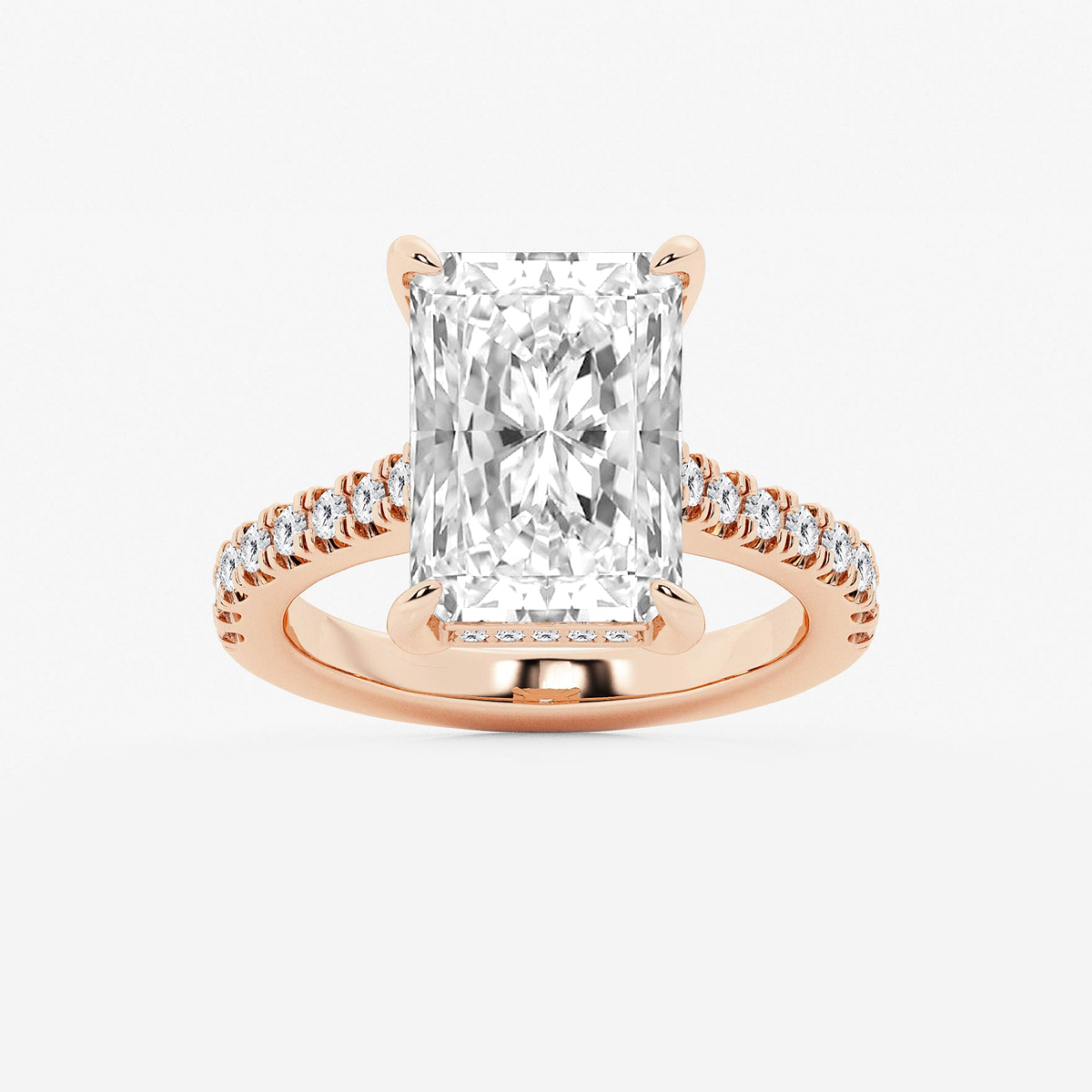 4 1/3 ctw Radiant Lab Grown Diamond Hidden Halo Engagement Ring