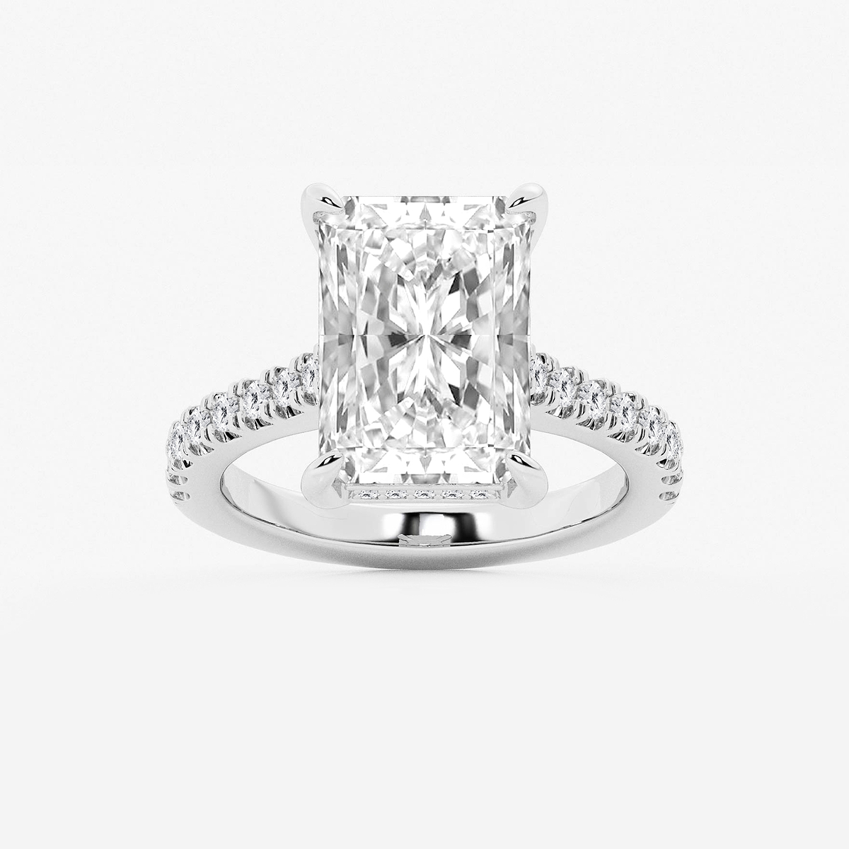 4 1/3 ctw Radiant Lab Grown Diamond Hidden Halo Engagement Ring