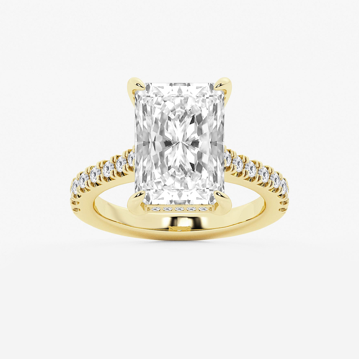 4 1/3 ctw Radiant Lab Grown Diamond Hidden Halo Engagement Ring