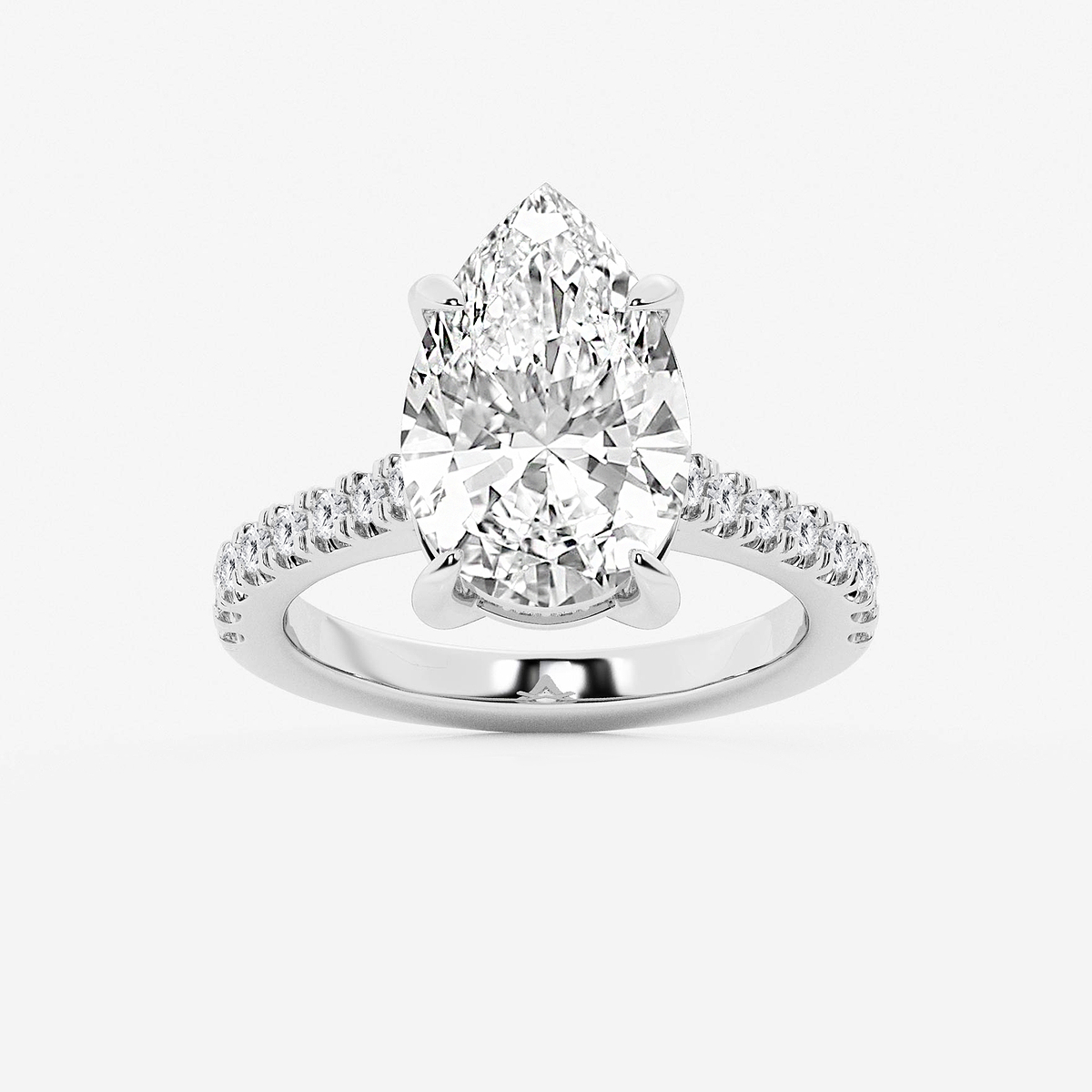 4 1/3 ctw Pear Lab Grown Diamond Hidden Halo Engagement Ring