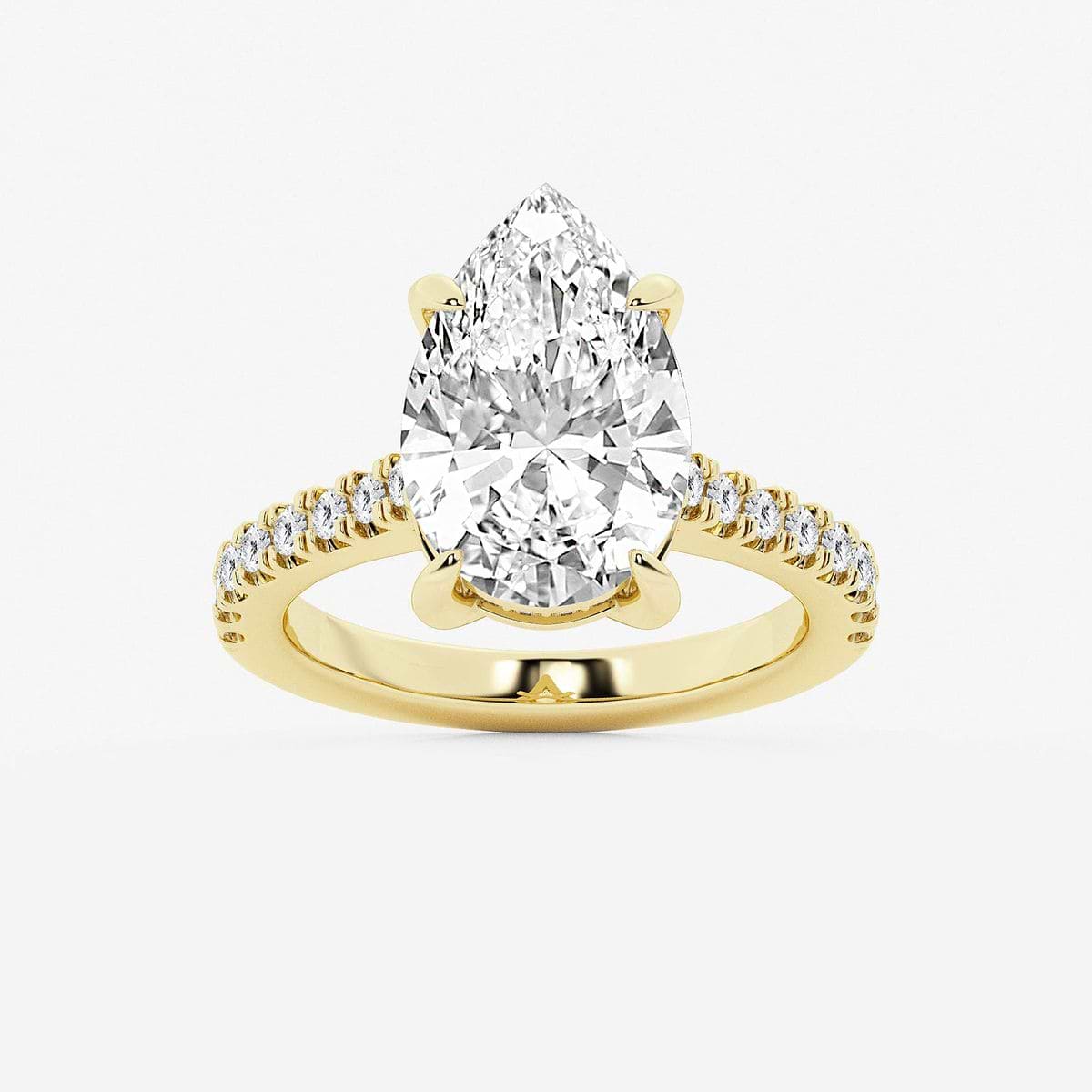 4 1/3 ctw Pear Lab Grown Diamond Hidden Halo Engagement Ring 18K Yellow Gold, F, VS2