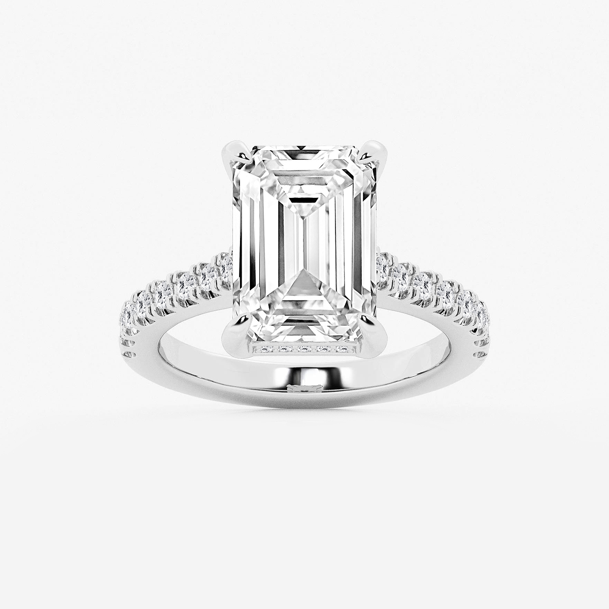 4 1/3 ctw Emerald Lab Grown Diamond Hidden Halo Engagement Ring
