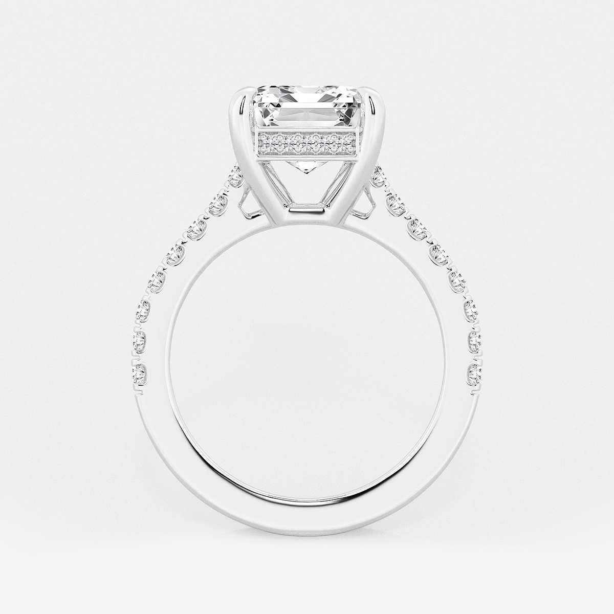 Additional Image 1 for  4 1/3 ctw Emerald Lab Grown Diamond Hidden Halo Engagement Ring