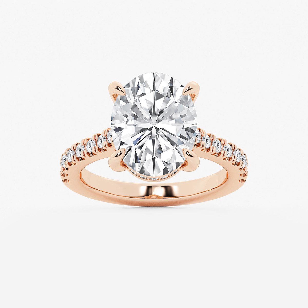4 1/3 ctw Oval Lab Grown Diamond Hidden Halo Engagement Ring