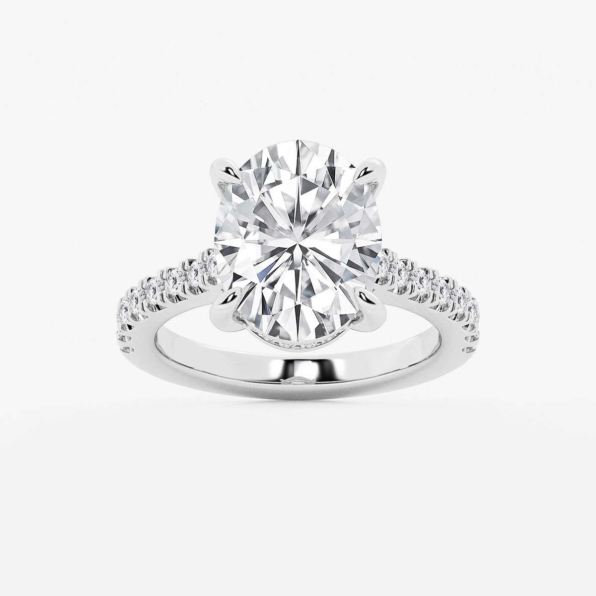 4 1/3 ctw Oval Lab Grown Diamond Hidden Halo Engagement Ring
