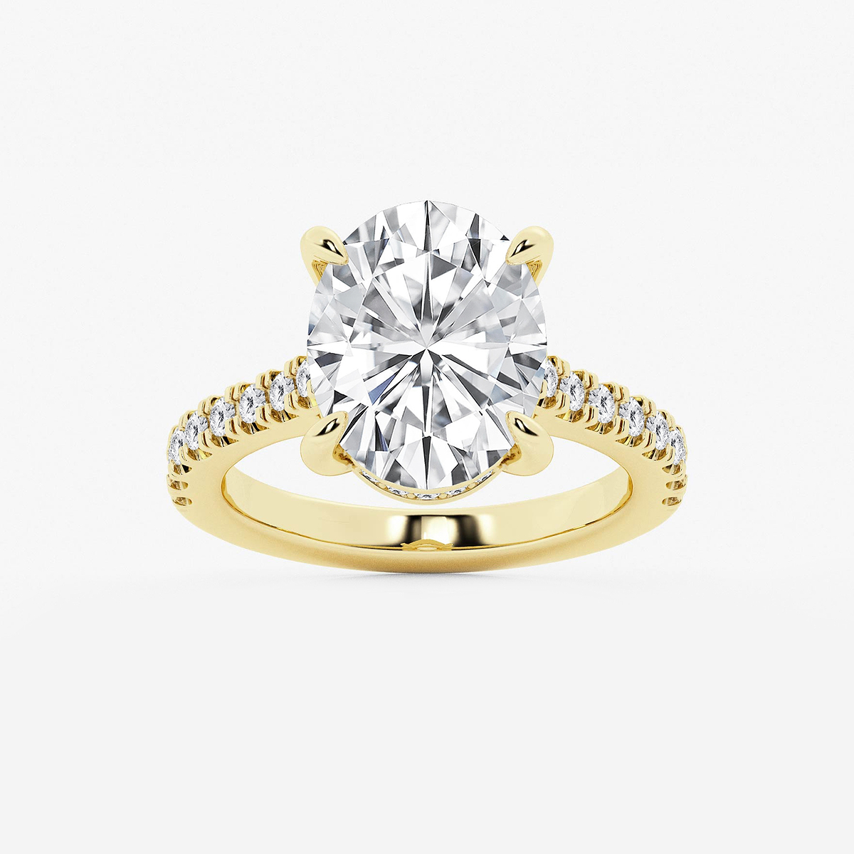 4 1/3 ctw Oval Lab Grown Diamond Hidden Halo Engagement Ring