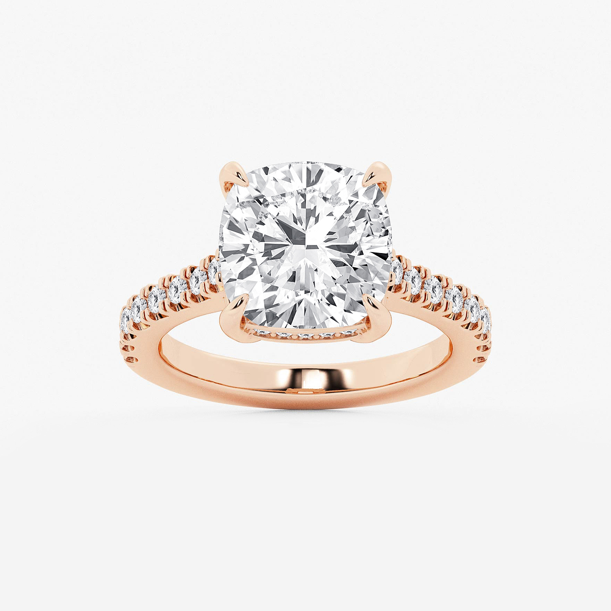 4 1/3 ctw Cushion Lab Grown Diamond Hidden Halo Engagement Ring