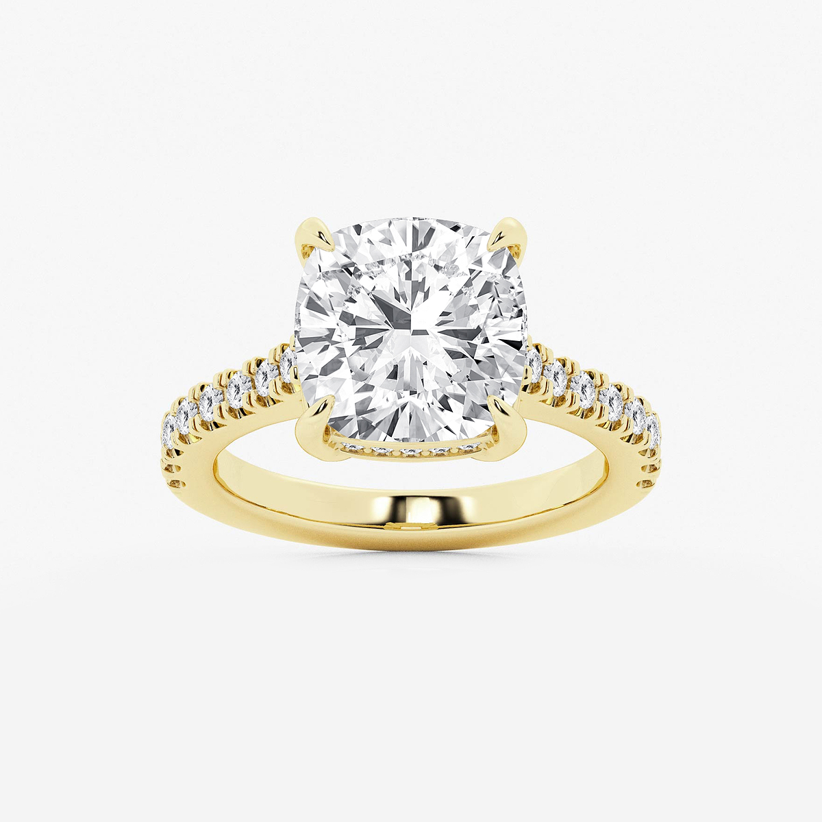 4 1/3 ctw Cushion Lab Grown Diamond Hidden Halo Engagement Ring