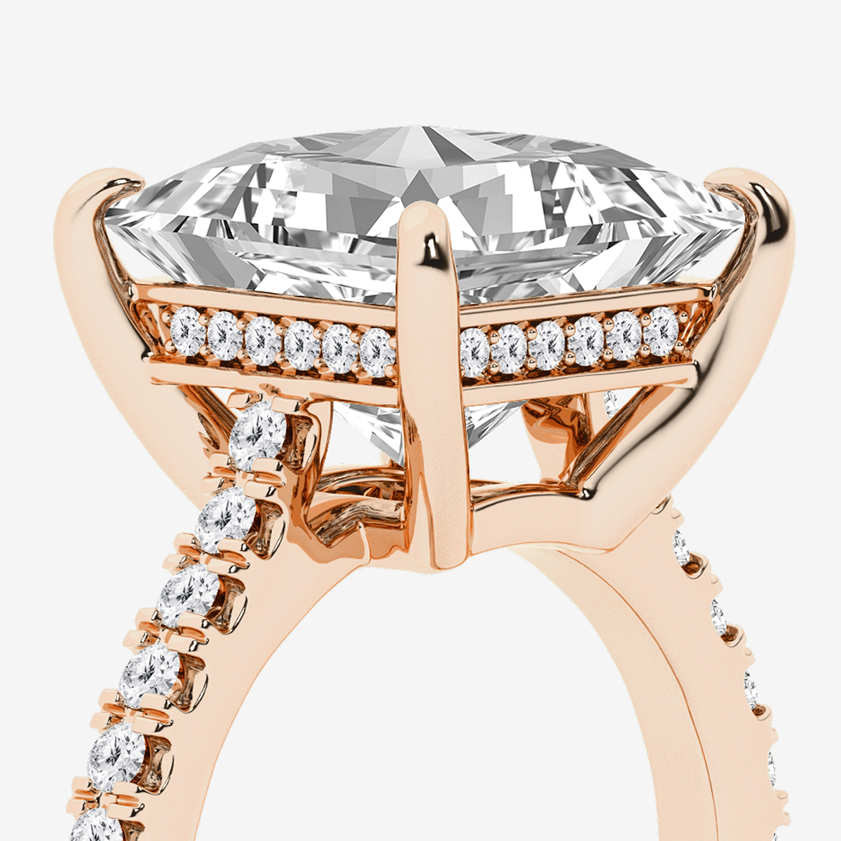 Additional Image 2 for  4 1/3 ctw Princess Lab Grown Diamond Hidden Halo Engagement Ring