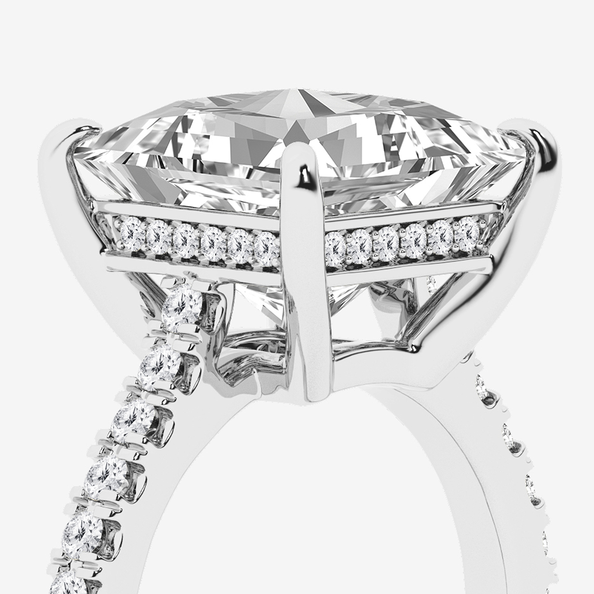 Additional Image 2 for  4 1/3 ctw Princess Lab Grown Diamond Hidden Halo Engagement Ring