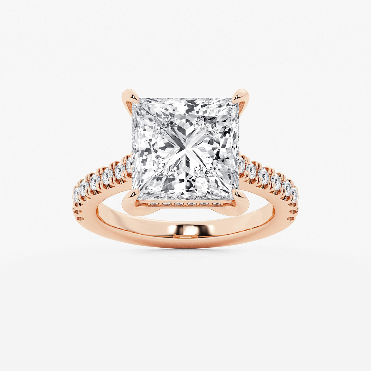 4 1/3 ctw Princess Lab Grown Diamond Hidden Halo Engagement Ring